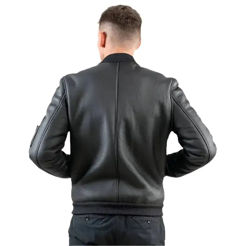 Men’s Black Sheepskin Aviator Jacket-2