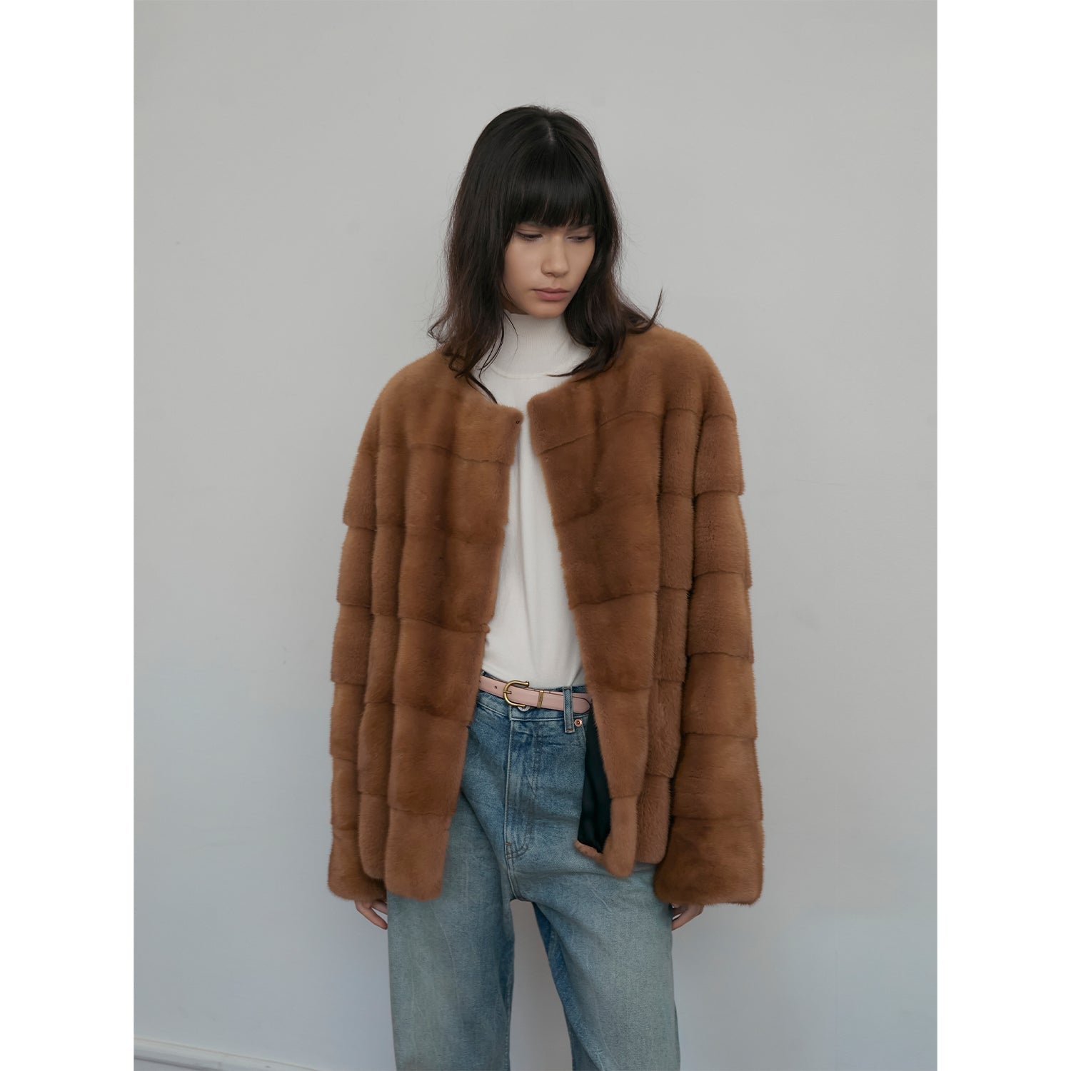 Vintage Clock Velvet Mink Fur Coat Winter-0